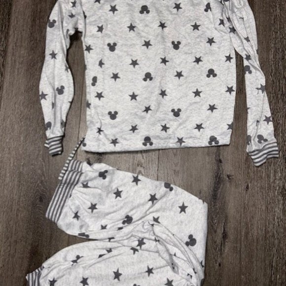 Disney Mickey Mouse 2 piece L/S Shirt and Pants PJ Set Size S Small Gray - Picture 5 of 5